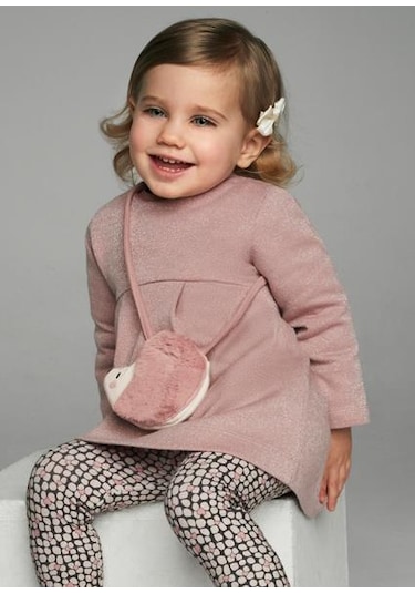 Mayoral Kız Bebek Pembe Elbise Çanta Takım 02915 Pembe