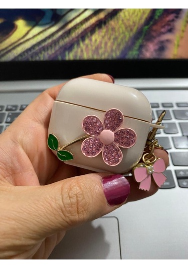 Iphone Pro/pro2 Nesil Uyumlu Koruyucu Bluetooth Kulaklık Kılıfı Taşlı Çiçek Airpods Pro/pro2 Nesil