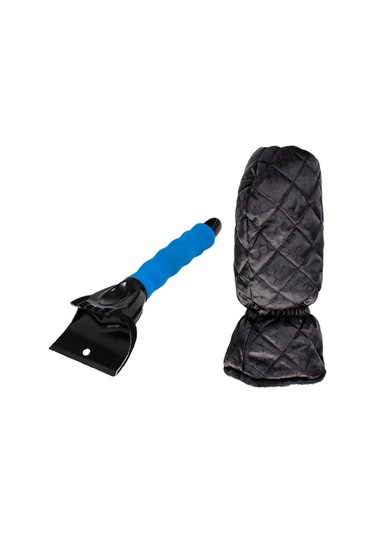 Sones Araca Monteli Kar Küreği Buz Çözücü Temizleme Aleti, Renk: Mavi+eldiven
