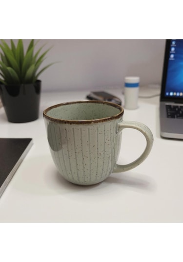 Vintage Seramik Kahve Kupası Gri