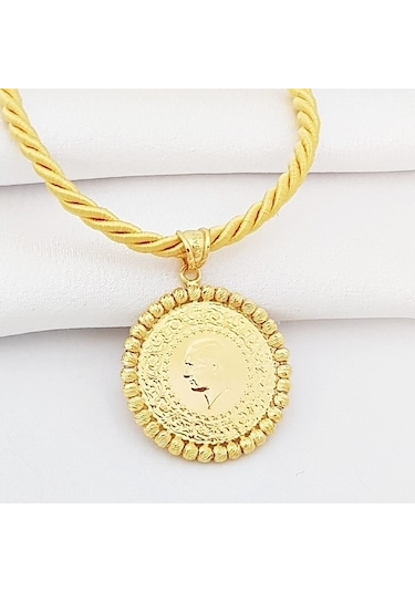 Özden Kuyumcusu Dorika Çerçeveli Yarım Altın Kolye Ucu