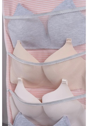 20 Cepli Dolap İçi İç Çamaşırı Organizeri I İki Taraflı Askılı Dolap Içi Sütyen Düzenleyici D Pembe