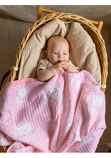 Kitoshi Yeni Doğanlar İçin Çocuk Battaniyesi, %100 Pamuk 486582402 Pembe