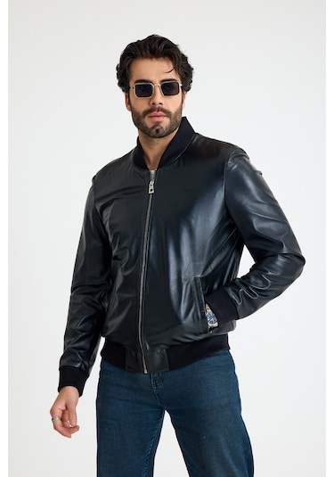 Franko Armondi Bomber Erkek Deri Ceket E63-klj-409-15866 Siyah