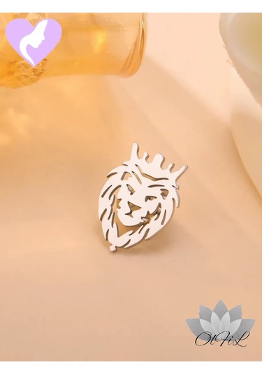 Olfil Broş-mini Aslan Stil Şık Minimalizm 317910621 Gri