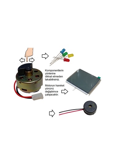 Elektrik Üreten Dinamo Motor Parmak İle Çevrilebilen Led, Panel Ve Buzzer Çalıştıran Hobi Deney Seti