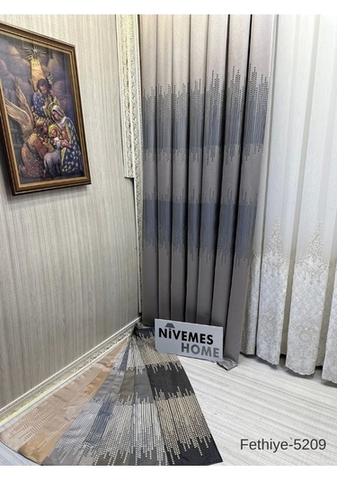 Nivemeshome Fethiye 614178 V-5209 Gümüş 1/3 Sık Pileli Fon Perde Apm Gümüş