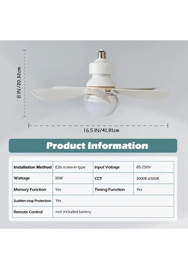 Xuweiwei Uzaktan Kumandali Akilli Tavan Fani 40w 52 07cm Cok Renkli 3 Hiz Ayarlı Led Aydinlatma E26 E27 Ampul Zamanalayici Yatak Oturma Odasi Garaj