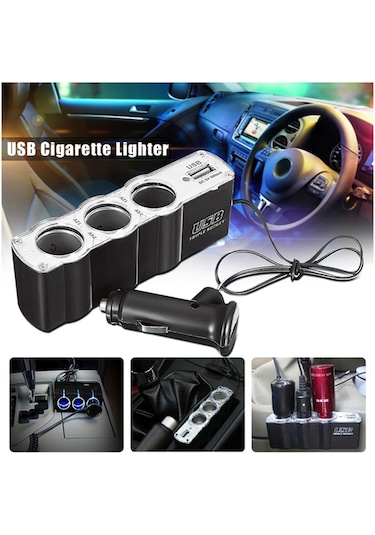 3 Port + 1 Usb Oto Araç Çakmaklık Çoğaltıcı Çoklayıcı Hub