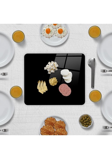 Decorıta | Cam Sunum Standı | Düz Renk - Siyah | 29cm x 34cm