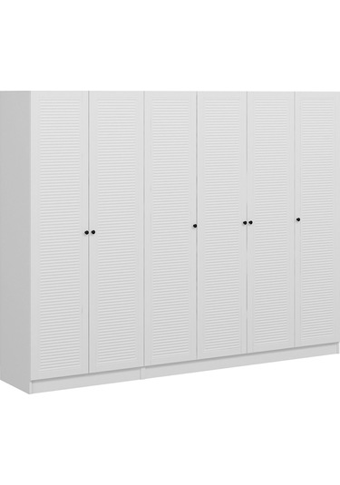 Minar Kale 6 Mebran Panjur Kapaklı 2 Çekmeceli Dolap Beyaz/beyaz 190cm Beyaz