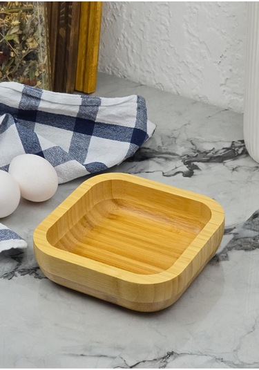 Bambu Kase - Doğal Tabak - 14 Cm, 260 Ml Sarı