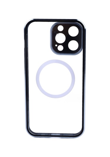 Manyetik Telefon Kılıfı Metal Çerçeve Mavi Kablosuz Şarjlı Düşmeye Karşı Koruyucu Kılıf 14 Pro Max İçin