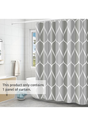 Neevoyu Banyo Su Geçirmez Perde - Kalın Poliester, Gri Renk, 220x200 Cm, 12 Adet Kanca İle Tam Set Gri