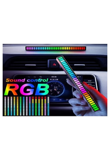 Sese Duyarlı Ritim Çubuğu,rgb 32led Işık Araç İçi Ekolayzer