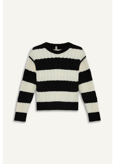 Defacto Siyah Kız Çocuk Kazak F2749a8/bk81 SiYAH