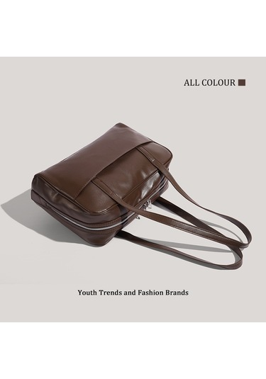 Charhp&kejnt Retro Taşınabilir Banliyö Yastık Çantası Büyük Kapasiteli Omuz Çantası Şık Koltuk Altı Çantası Kahverengi