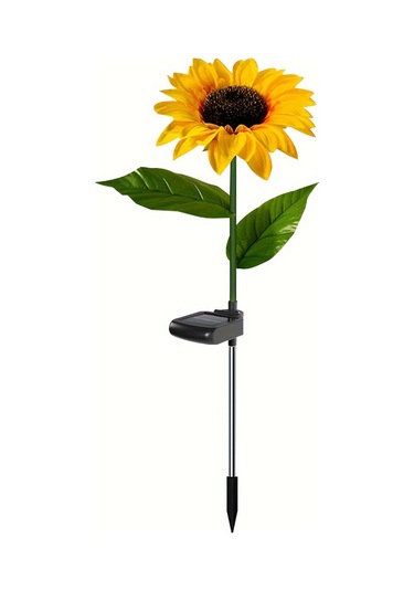 Xindoker Güneş Enerjili Gül Bahçe Avlusu Simülasyon Çiçek Dekorasyon Çim Üstü Işık Üç Başlı Ayçiçeği Opp Tekli Paket
