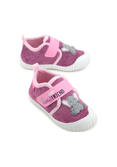 Gezer Kız Çocuk Kışlık Tek Cırt Cırtlı Ayarlanabilir Rahat Taban Ev, Bahçe, Okul, Kreş Panduf Ayakka Mor