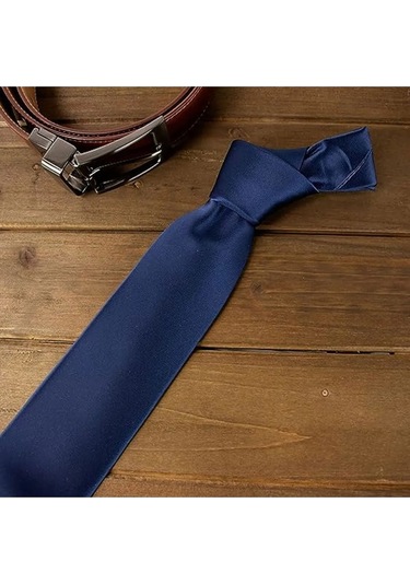 Tezzgelsin Erkek Saten Kravat ve Mendil Set Lacivert