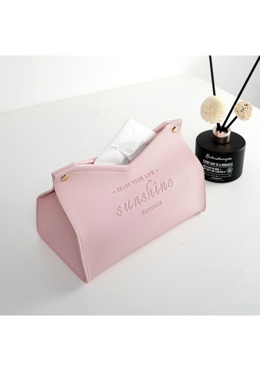 Kosona Ev Otel Mutfak Deri Mendil Kutusu - Modern Minimalist Tasarım, V-şekilli Erişim, Organize Saklama Gri