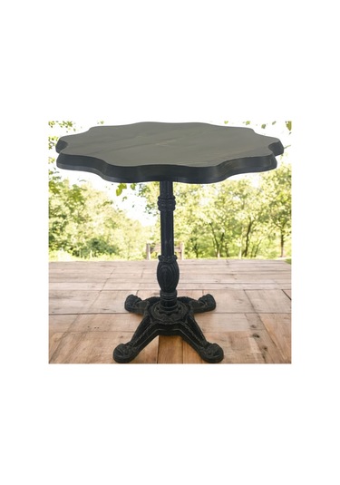 Cafe Masa Köknar Kütük Masa 80 Çap Ceviz - Siyah