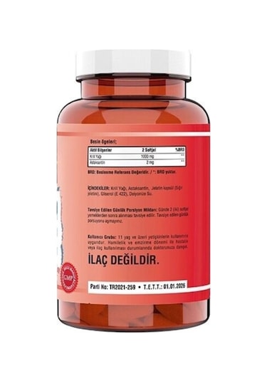 Krill Oil 1000 Mg Astaksantin 2 Mg 90 Softgel 2 Adet