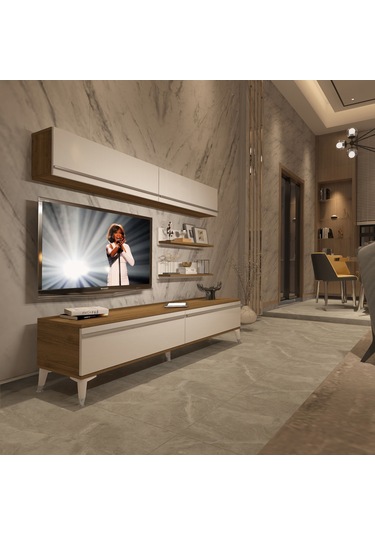 Decoraktiv Eko 5 Mdf Std Silver Tv Ünitesi Tv Sehpası Pera - Beyaz