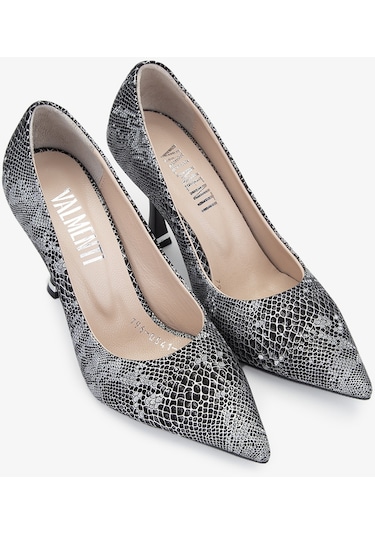 Valmenti Rigel Kadın Siyah Yılan Hakiki Deri Topuklu Ayakkabı 923 796-1 Bn Ayk Y24 Siyah