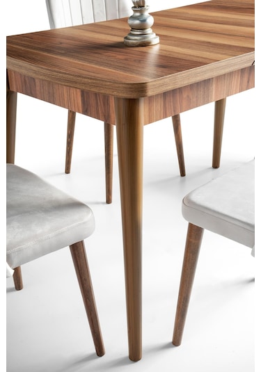 Milano Mdf Açılır Mutfak Masa 6 Lı Sandalyeli Takım 75 130cm 001