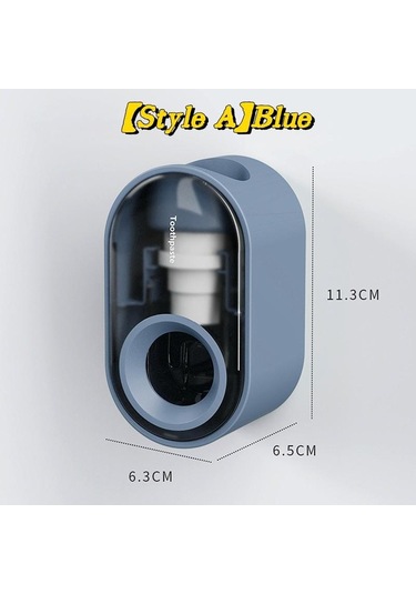 Mavi Otomatik Toz Geçirmez Diş Macunu Dispenseri Duvara Montaj Tutucu Banyo Aksesuarları Seti Diş Macunu Sıkacağı Lm Mavi