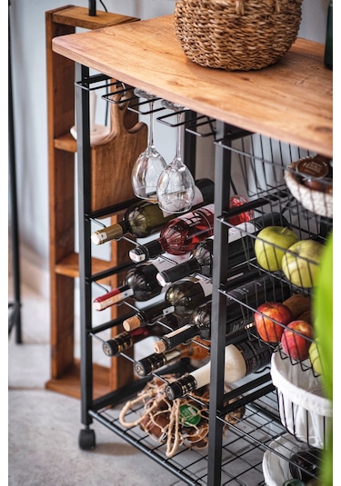 ÇOK AMAÇLI ADA MASA METAL MUTFAK BAR BANGO TEKERLEKLİ SEBZELİK