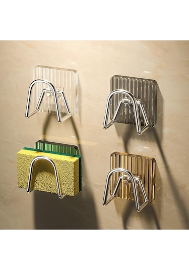 Gri Duvara Monte Yapışkanlı Lavabo Sünger Tutucu Akrilik Caddy Organizatör Raf Depolama Kanca Fırçalar İçin Kesme Tahtası Mutfak Aksesuarı