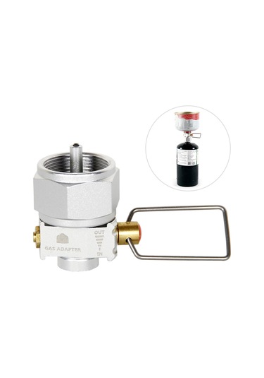 Padalink Kamping Gaz Balon Dönüştürücü: Dar Gaz Balonu İle Manp Gaz Valfi Kombinasyonu, Tazeletme Ve Basınç Salma Fonksiyonu İle Dayanıklı Alüminyum Ve Bakır Malzeme Gümüş