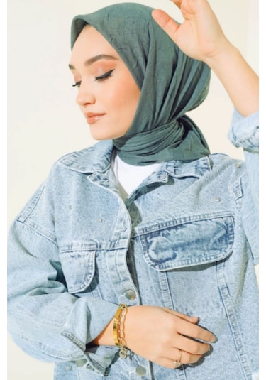 Melodi Scarf Kadın Tesettür Pratik Bambu Kraş Eşarp Petrol Yeşili PETROL YEŞİLİ