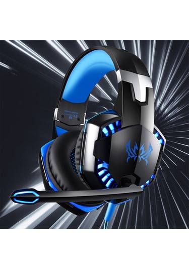 Kosona Kotıon Each G2000 Kablolu Oyun Kulaklığı, 50mm Sürücü, 360 Surround Ses, Gürültü Engelleme Mikrofon, Işıklı Tasarım, Siyah-mavi
