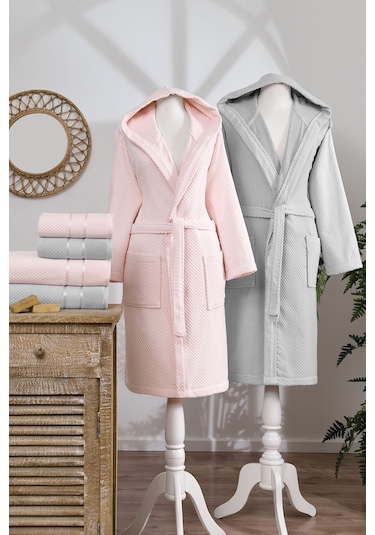 Özdilek Bright Kadife Aile Seti Gri/pembe Gri - Pembe