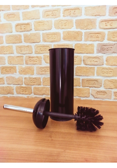 Fonksiyonel Kapaklı Çöp Kovası Wc Fırça Set 2 Li Set Bon Siyah