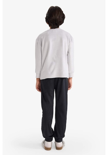 Defacto Erkek Çocuk Pijama Takımı Kadife Baskılı Uzun Kollu Üst Uzun Alt F0878a825wnar138 Antrasit-ar138