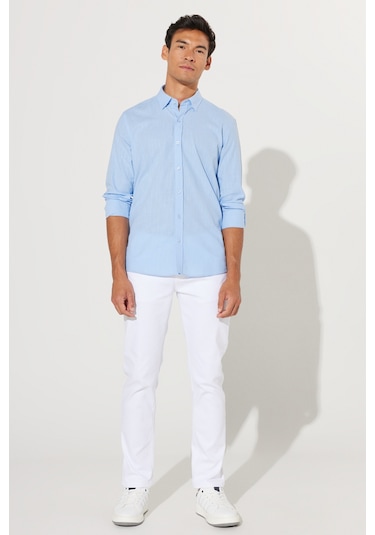 AC&Co / Altınyıldız Classics Tailored Slim Fit Dar Kesim Düğmeli Yaka %100 Pamuk Erkek Gömlek Mavi AC&Co / Altınyıldız Classics Tailored Slim Fit Dar Kesim Düğmeli Yaka %100 Pamuk Erkek Gömlek Mavi