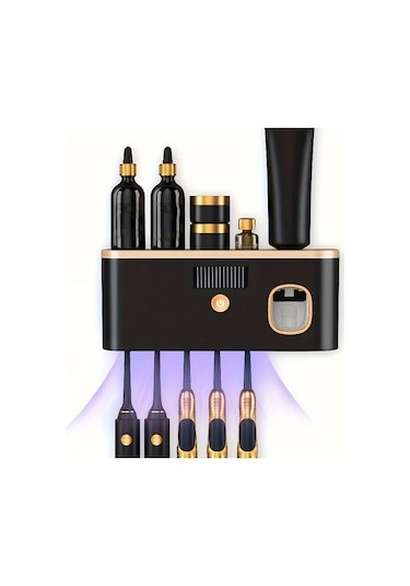 Chuangyinshop Gri Beyaz Usb Şarjlı Akıllı Diş Fırçası Askısı Duvar Montajlı 5 Gözlü Gri Beyaz