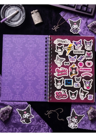 Kuromi & Hello Kitty Stickerlı Planner Kitap Çok Renkli