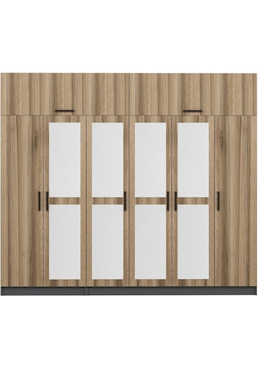 Minar Kale 6 Kapaklı 4 Aynalı 2 Ç Dolap Ve Yüklük Antrasit Dore 235cm