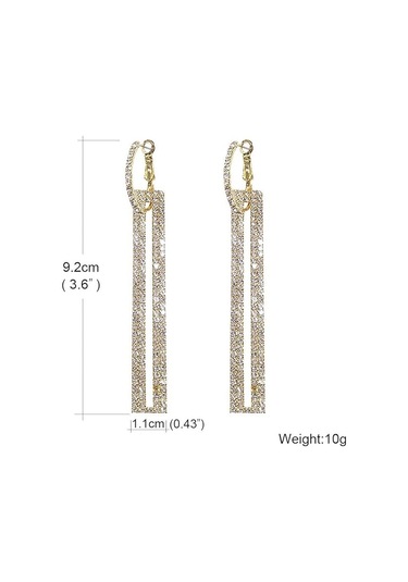 Altın Geometrik Dikdörtgen Kübik Zirkonyum Yapay Elmas Uzun Dam Gold