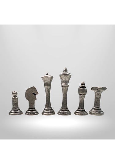 Mc01 Metal Satranç Takımı - Gerçek Ceviz Tahta - El Yapımı