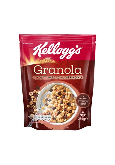 Kellogg's Çikolata Parçacıklı Fındık + Karışık Meyveli + Antep Fıstıklı Beyaz Çikolata Granola Seti 3'lü