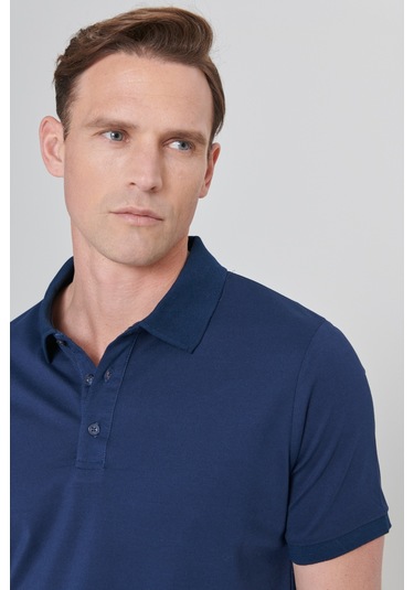 Ac&Co / Altınyıldız Classics 4A4820200047LaaXL Düğmeli Polo Yaka Cepsiz Slim Fit Erkek Tişört Lacivertvert Lacivert