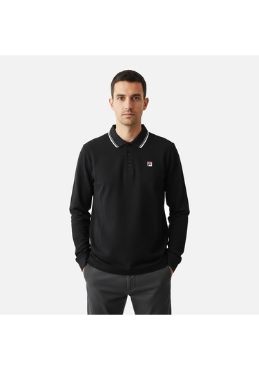 Siyah Fila Erkek Günlük Polo Yaka Sweatshirt Biella Tipped Fam1096.80010 Siyah