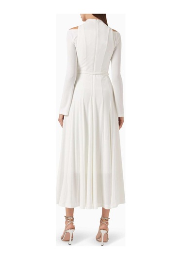 Eegen Studio Diep Dönüştürülebilir Kemerli Elbise Rib - Knit, Off - Shoulder Beyaz