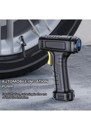 Wezone Araç Lastik Hava Pompa, Akıllı Dijital Göstergeli, Otomatik Durma, Led Işık, 4000mah Batarya, 3 Fişli, Usb İle Taşınabilir Siyah